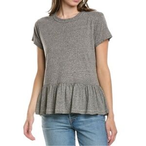 The GREAT Gray Peplum Top Size Small Made in USA Preowned